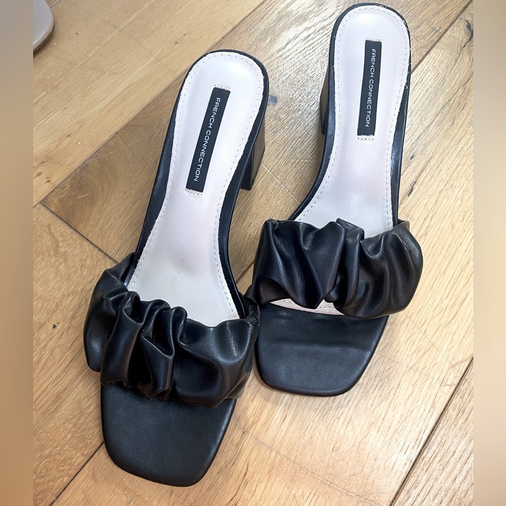 French Connection block heel slip on heeled sandals​